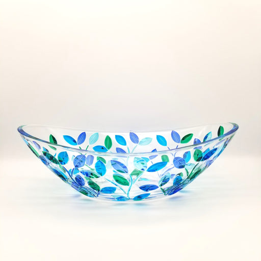 Tree of Life Oval Centerpiece Bowl - Blue | Venetian Glass | Trovati Studio