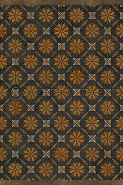 Vinyl Floorcloth - Roycrofter - Seems to Me (gold star black diamond pattern) - Spicher and Company | Trovati