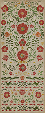 Vinyl Floorcloth - Floral Where to be Happiest (Red Flowers) - Spicher and Company | Trovati