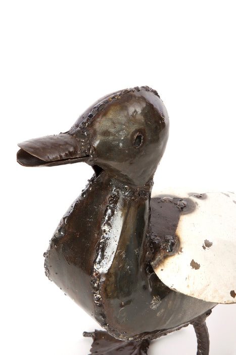Swahili Recycled Metal Mama Duck Sculpture - Trovati