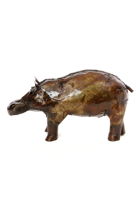 Swahili African Modern Recycled Oil Drum Hippo Sculpture-Small
