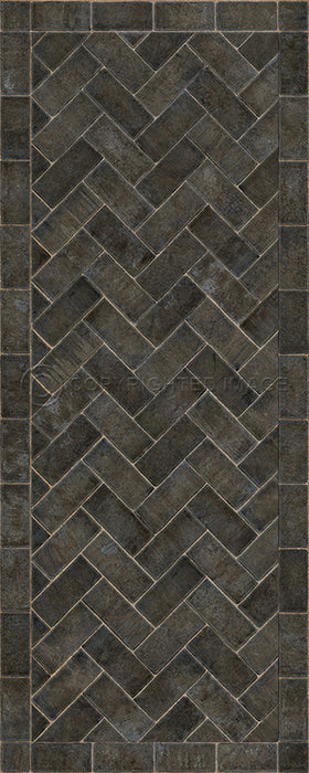 Vinyl Floorcloth - Herrington Brick Blacksmiths Hammer (Grey / Black) - Spicher and Company | Trovati