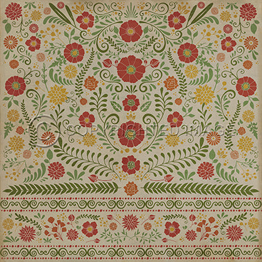 Vinyl Floorcloth - Floral Where to be Happiest (Red Flowers) - Spicher and Company | Trovati