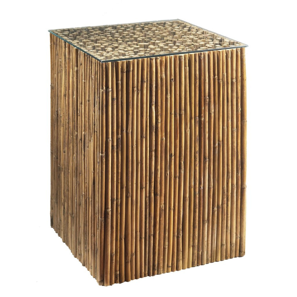 Padma's Plantation Bamboo Stick Side Table Base w/ Glass - Trovati