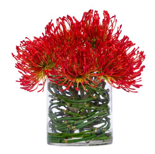 Red Pin Cushion in Glass Botanical | Tropicals | Trovati Studio (Large)