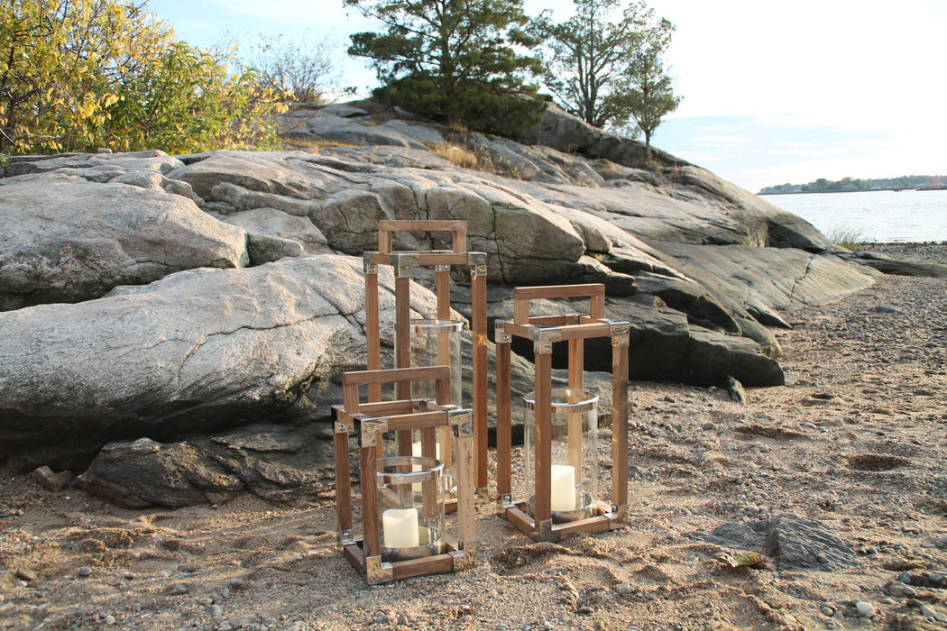 Southampton Teak Wood Lantern | Anywhere Fireplace | Trovati Studio