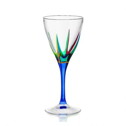 Fusion Wine Glasses, 8 oz Glasses, Hand-Painted Italian Crystal, Set o