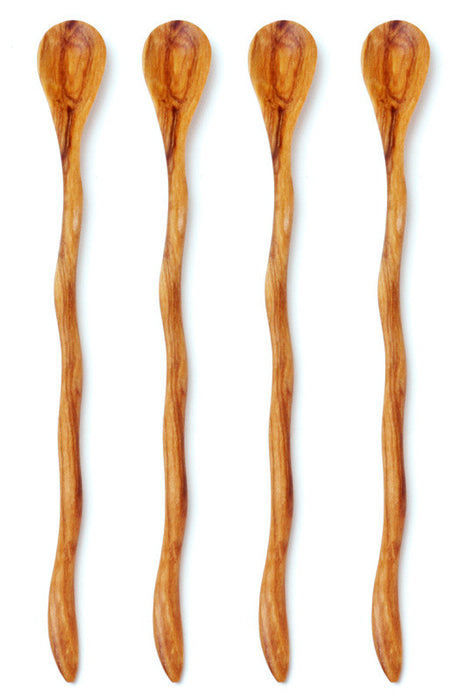 Swahili Fair Trade Wild Olive Wood Wavy Cocktail Spoons