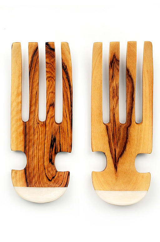 Olivewood Salad Tossing Claws (White Bone) | African | Trovati Studio