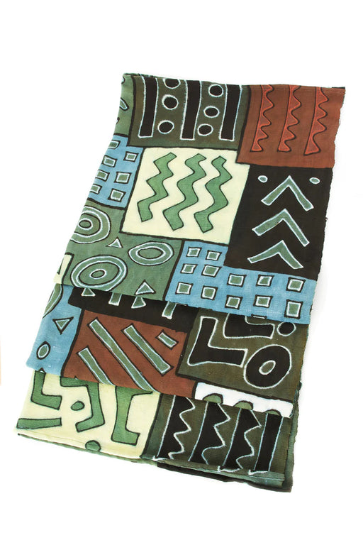 Swahili African Blue and Green Bogolan Festival Throw Blanket
