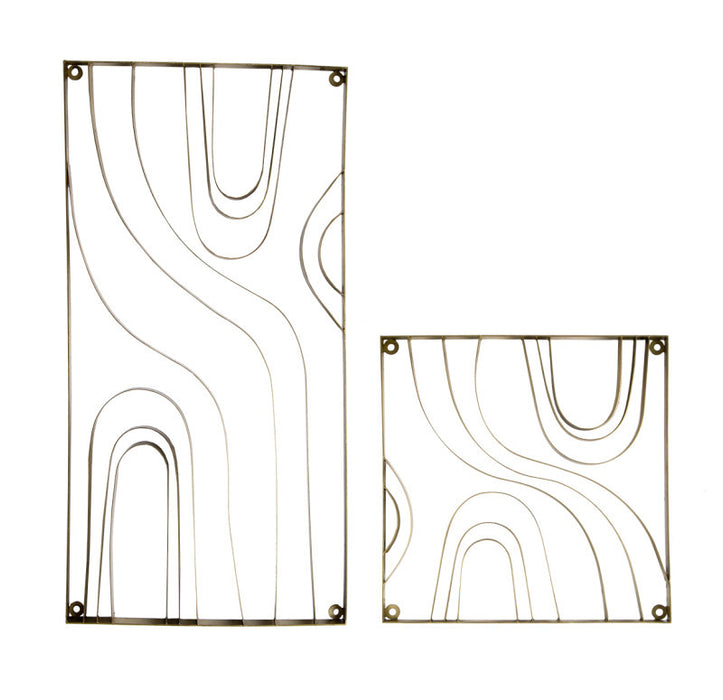 Gold Leaf Design Metal Wood Grain Panel (Sets of 2) - Trovati