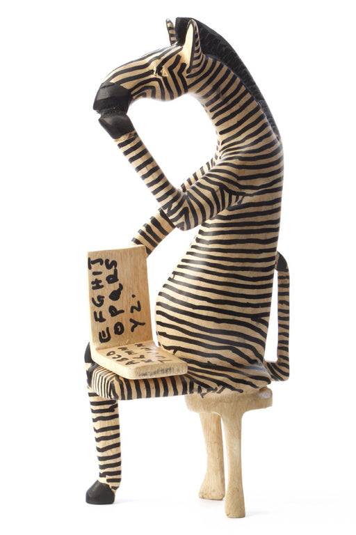 Swahili African Modern Sitting Zebra Reader Sculpture