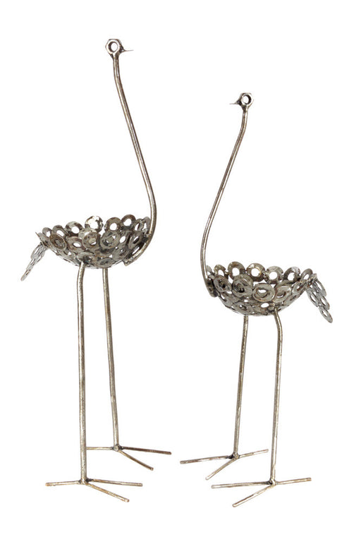 Swahili Small Recycled Metal Ostrich Plant Holder  - 1