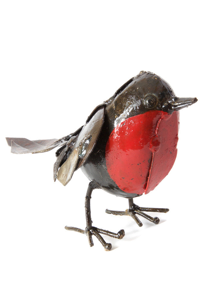 Swahili Small Recycled Metal Robin Sculpture - Trovati