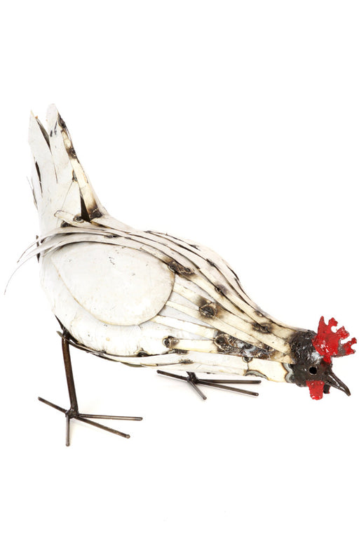 Swahili Recycled Metal Pecking Chicken Sculpture - Trovati