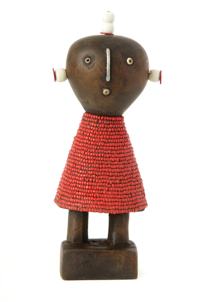 Swahili Red Beaded Short Namji Doll - Trovati