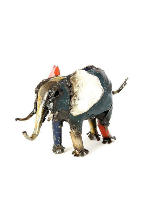 Swahili African Modern Tiny Colorful Reycled Oil Drum Elephant Sculpture - Trovati
