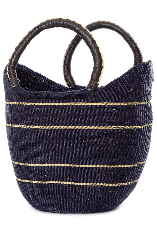 Pin Stripe Bolga Basket Shopper | African | Trovati Studio | Blue