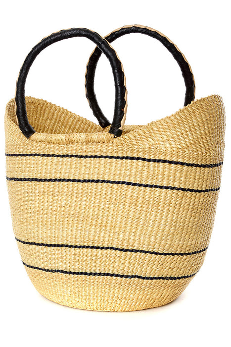 Pin Stripe Bolga Basket Shopper | African | Trovati Studio | Natural