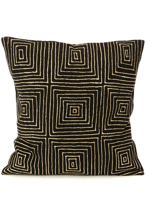 Segou Squares Black Organic Cotton Pillow Cover | Trovati Studio