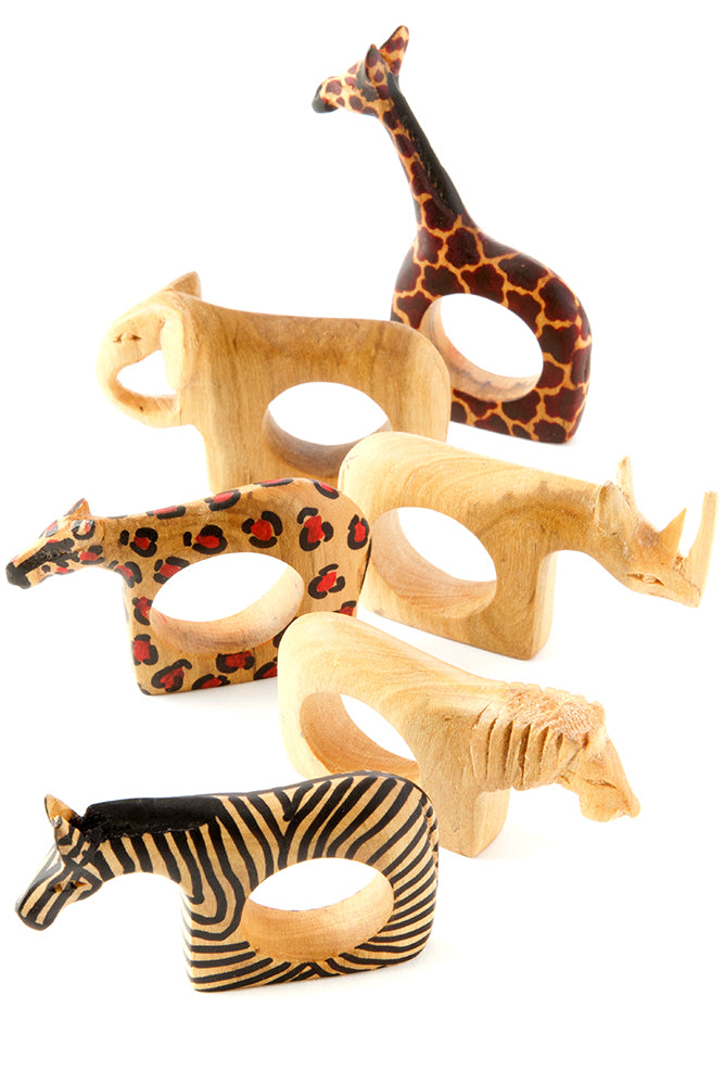 Safari Animal Napkin Rings S/6 | African Handcrafted | Trovati Studio