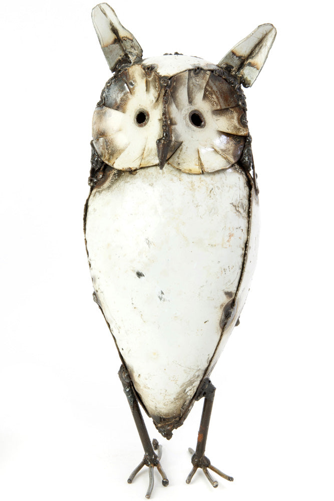 Swahili African Modern Recycled Metal Horned Owl - Medium - Trovati
