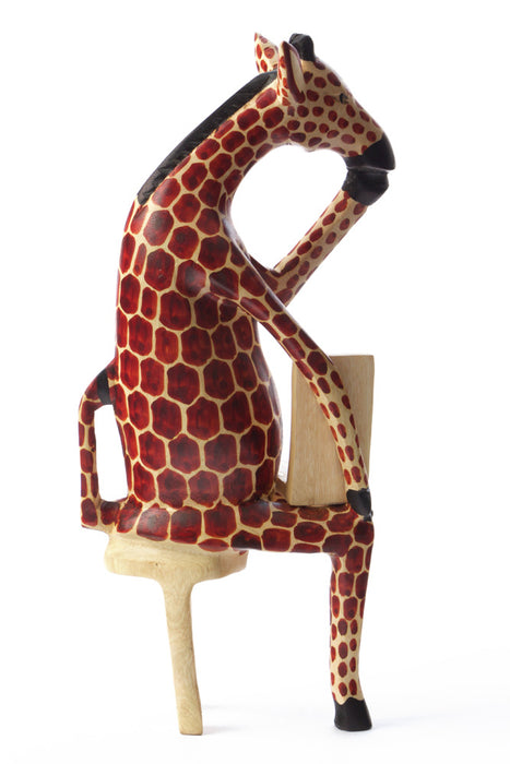 Swahili African Modern Sitting Giraffe Reader Sculpture