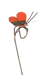 Red Recycled Metal Butterfly Garden Stakes S/2