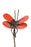 Red Recycled Metal Butterfly Garden Stakes S/2